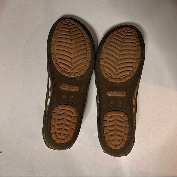 Crocs Adrian Women's Size 8 Ballet Brown Jelly flats slip-on Laser cut peep toe - Picture 5 of 7